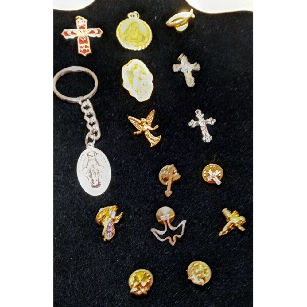 Lot of 15 Christian Catholic Jewelry Crosses Pins Keychain See Photos Gifts Love